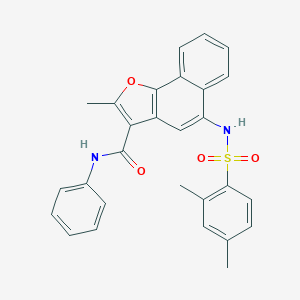 molecular formula C28H24N2O4S B406572 5-(2,4-Dimethyl-benzenesulfonylamino)-2-methyl-naphtho[1,2-b]furan-3-carboxylic CAS No. 301315-26-4