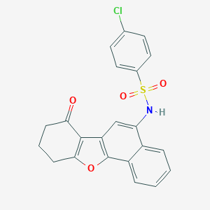 molecular formula C22H16ClNO4S B406574 4-chloro-N-(7-oxo-9,10-dihydro-8H-naphtho[1,2-b][1]benzofuran-5-yl)benzenesulfonamide CAS No. 304694-42-6