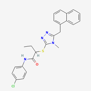 molecular formula C24H23ClN4OS B4065748 N-(4-chlorophenyl)-2-{[4-methyl-5-(1-naphthylmethyl)-4H-1,2,4-triazol-3-yl]thio}butanamide 