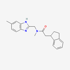 molecular formula C21H23N3O B4065778 2-(2,3-二氢-1H-茚-1-基)-N-甲基-N-[(5-甲基-1H-苯并咪唑-2-基)甲基]乙酰胺 