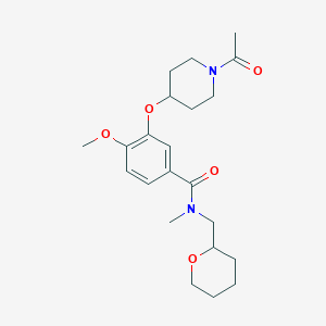 molecular formula C22H32N2O5 B4065811 3-[(1-acetyl-4-piperidinyl)oxy]-4-methoxy-N-methyl-N-(tetrahydro-2H-pyran-2-ylmethyl)benzamide 
