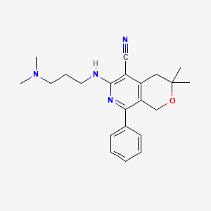 6-{[3-(dimethylamino)propyl]amino}-3,3-dimethyl-8-phenyl-3,4-dihydro-1H-pyrano[3,4-c]pyridine-5-carbonitrile