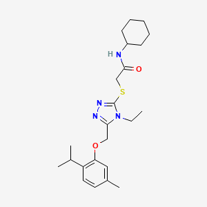 molecular formula C23H34N4O2S B4065852 N-cyclohexyl-2-({4-ethyl-5-[(2-isopropyl-5-methylphenoxy)methyl]-4H-1,2,4-triazol-3-yl}thio)acetamide 