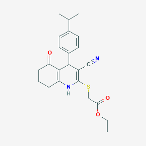 molecular formula C23H26N2O3S B4065903 ethyl {[3-cyano-4-(4-isopropylphenyl)-5-oxo-1,4,5,6,7,8-hexahydro-2-quinolinyl]thio}acetate 