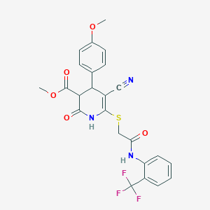 methyl 5-cyano-4-(4-methoxyphenyl)-2-oxo-6-[(2-oxo-2-{[2-(trifluoromethyl)phenyl]amino}ethyl)thio]-1,2,3,4-tetrahydro-3-pyridinecarboxylate