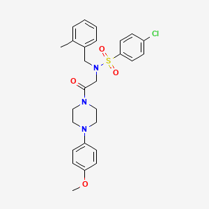 molecular formula C27H30ClN3O4S B4065938 4-Chloro-N-{2-[4-(4-methoxy-phenyl)-piperazin-1-yl]-2-oxo-ethyl}-N-(2-methyl-benzyl)-benzenesulfonamide 