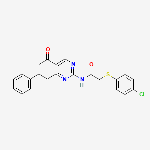 molecular formula C22H18ClN3O2S B4065956 2-[(4-chlorophenyl)thio]-N-(5-oxo-7-phenyl-5,6,7,8-tetrahydro-2-quinazolinyl)acetamide 