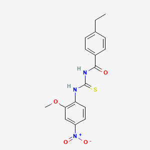 molecular formula C17H17N3O4S B4065980 4-乙基-N-{[(2-甲氧基-4-硝基苯基)氨基]碳硫代基}苯甲酰胺 
