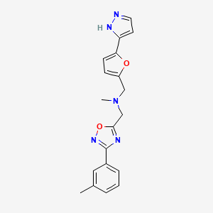 molecular formula C19H19N5O2 B4065985 N-methyl-1-[3-(3-methylphenyl)-1,2,4-oxadiazol-5-yl]-N-{[5-(1H-pyrazol-5-yl)-2-furyl]methyl}methanamine 
