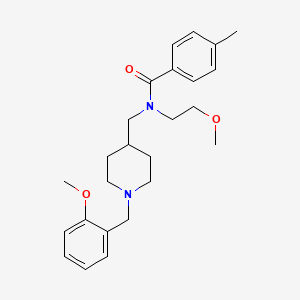 molecular formula C25H34N2O3 B4065991 N-{[1-(2-methoxybenzyl)-4-piperidinyl]methyl}-N-(2-methoxyethyl)-4-methylbenzamide 