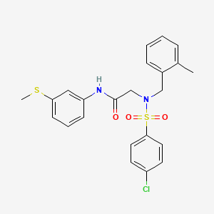 molecular formula C23H23ClN2O3S2 B4066029 N~2~-[(4-氯苯基)磺酰基]-N~2~-(2-甲基苄基)-N~1~-[3-(甲硫基)苯基]甘氨酰胺 