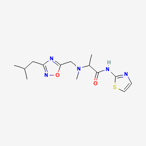 molecular formula C14H21N5O2S B4066036 2-[[(3-isobutyl-1,2,4-oxadiazol-5-yl)methyl](methyl)amino]-N-1,3-thiazol-2-ylpropanamide 