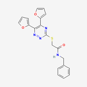 molecular formula C20H16N4O3S B4066041 N-苄基-2-[(5,6-二-2-呋喃基-1,2,4-三嗪-3-基)硫代]乙酰胺 