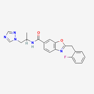 molecular formula C20H18FN5O2 B4066045 2-(2-fluorobenzyl)-N-[1-methyl-2-(1H-1,2,4-triazol-1-yl)ethyl]-1,3-benzoxazole-6-carboxamide 