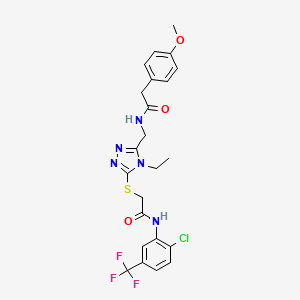 molecular formula C23H23ClF3N5O3S B4066058 N-[2-氯-5-(三氟甲基)苯基]-2-{[4-乙基-5-({[(4-甲氧基苯基)乙酰]氨基}甲基)-4H-1,2,4-三唑-3-基]硫}乙酰胺 