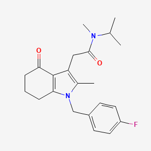 molecular formula C22H27FN2O2 B4066076 2-[1-(4-氟苄基)-2-甲基-4-氧代-4,5,6,7-四氢-1H-吲哚-3-基]-N-异丙基-N-甲基乙酰胺 