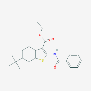 molecular formula C22H27NO3S B406608 Ethyl 6-tert-butyl-2-[(phenylcarbonyl)amino]-4,5,6,7-tetrahydro-1-benzothiophene-3-carboxylate 