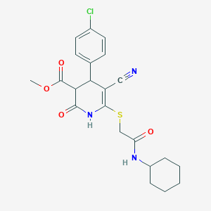 molecular formula C22H24ClN3O4S B4066091 methyl 4-(4-chlorophenyl)-5-cyano-6-{[2-(cyclohexylamino)-2-oxoethyl]thio}-2-oxo-1,2,3,4-tetrahydro-3-pyridinecarboxylate 