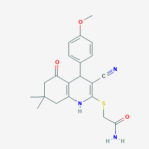 molecular formula C21H23N3O3S B4066113 2-{[3-cyano-4-(4-methoxyphenyl)-7,7-dimethyl-5-oxo-1,4,5,6,7,8-hexahydro-2-quinolinyl]thio}acetamide 
