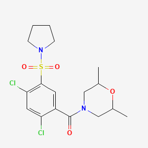 molecular formula C17H22Cl2N2O4S B4066118 4-[2,4-二氯-5-(1-吡咯烷基磺酰基)苯甲酰基]-2,6-二甲基吗啉 