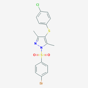 1-((4-bromophenyl)sulfonyl)-4-((4-chlorophenyl)thio)-3,5-dimethyl-1H-pyrazole
