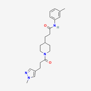 molecular formula C22H30N4O2 B4066144 N-(3-methylphenyl)-3-{1-[3-(1-methyl-1H-pyrazol-4-yl)propanoyl]-4-piperidinyl}propanamide 