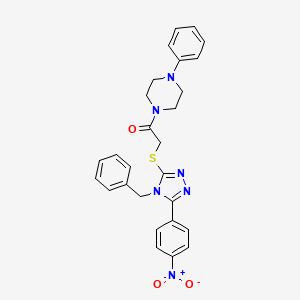 molecular formula C27H26N6O3S B4066169 1-({[4-benzyl-5-(4-nitrophenyl)-4H-1,2,4-triazol-3-yl]thio}acetyl)-4-phenylpiperazine 