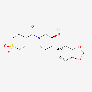 molecular formula C18H23NO6S B4066209 (3S*,4S*)-4-(1,3-benzodioxol-5-yl)-1-[(1,1-dioxidotetrahydro-2H-thiopyran-4-yl)carbonyl]piperidin-3-ol 