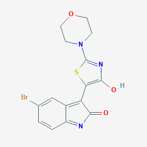 molecular formula C15H12BrN3O3S B406622 5-Bromo-3-(2-morpholin-4-yl-4-oxo-4H-thiazol-5-ylidene)-1,3-dihydro-indol-2-one CAS No. 337352-69-9