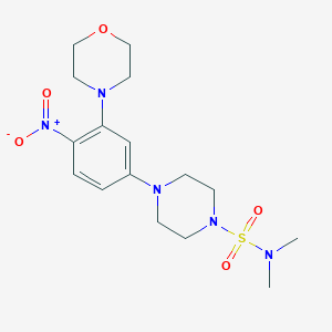 molecular formula C16H25N5O5S B4066220 N,N-二甲基-4-[3-(4-吗啉基)-4-硝基苯基]-1-哌嗪磺酰胺 