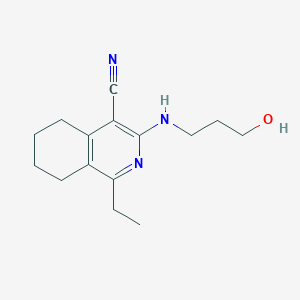 molecular formula C15H21N3O B4066292 1-ethyl-3-[(3-hydroxypropyl)amino]-5,6,7,8-tetrahydro-4-isoquinolinecarbonitrile 