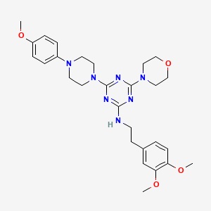 molecular formula C28H37N7O4 B4066346 N-[2-(3,4-dimethoxyphenyl)ethyl]-4-[4-(4-methoxyphenyl)-1-piperazinyl]-6-(4-morpholinyl)-1,3,5-triazin-2-amine 