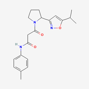 molecular formula C20H25N3O3 B4066348 3-[2-(5-isopropylisoxazol-3-yl)pyrrolidin-1-yl]-N-(4-methylphenyl)-3-oxopropanamide 