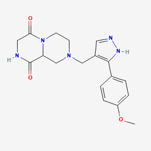 molecular formula C18H21N5O3 B4066360 8-{[3-(4-甲氧基苯基)-1H-吡唑-4-基]甲基}四氢-2H-吡嗪并[1,2-a]吡嗪-1,4(3H,6H)-二酮 