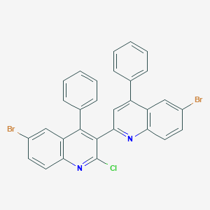 molecular formula C30H17Br2ClN2 B406638 2'-Chloro-2,3'-bis[6-bromo-4-phenylquinoline] 