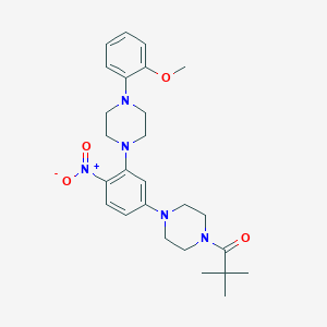 molecular formula C26H35N5O4 B4066384 1-(2,2-dimethylpropanoyl)-4-{3-[4-(2-methoxyphenyl)-1-piperazinyl]-4-nitrophenyl}piperazine 