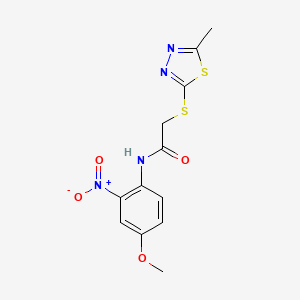 molecular formula C12H12N4O4S2 B4066389 N-(4-methoxy-2-nitrophenyl)-2-[(5-methyl-1,3,4-thiadiazol-2-yl)thio]acetamide 