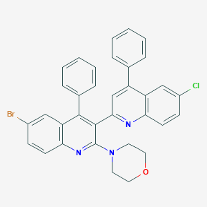 molecular formula C34H25BrClN3O B406639 6'-Bromo-6-chloro-2'-(4-morpholinyl)-2,3'-bis[4-phenylquinoline] 