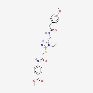 molecular formula C24H27N5O5S B4066395 methyl 4-[({[4-ethyl-5-({[(4-methoxyphenyl)acetyl]amino}methyl)-4H-1,2,4-triazol-3-yl]thio}acetyl)amino]benzoate 