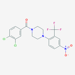 molecular formula C18H14Cl2F3N3O3 B4066418 1-(3,4-二氯苯甲酰)-4-[4-硝基-2-(三氟甲基)苯基]哌嗪 
