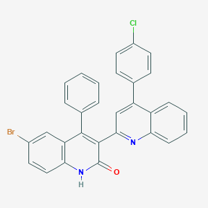 molecular formula C30H18BrClN2O B406642 6'-Bromo-4-(4-chlorophenyl)-4'-phenyl-2,3'-biquinolin-2'-ol 