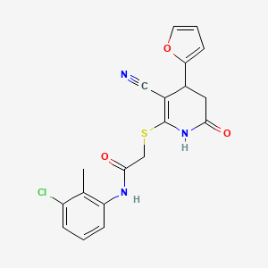 molecular formula C19H16ClN3O3S B4066428 N-(3-氯-2-甲基苯基)-2-{[3-氰基-4-(2-呋喃基)-6-氧代-1,4,5,6-四氢-2-吡啶基]硫代}乙酰胺 