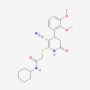 molecular formula C22H27N3O4S B4066435 2-{[3-cyano-4-(2,3-dimethoxyphenyl)-6-oxo-1,4,5,6-tetrahydro-2-pyridinyl]thio}-N-cyclohexylacetamide 