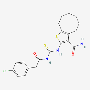 molecular formula C20H22ClN3O2S2 B4066480 2-[({[(4-chlorophenyl)acetyl]amino}carbonothioyl)amino]-4,5,6,7,8,9-hexahydrocycloocta[b]thiophene-3-carboxamide 