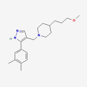 molecular formula C21H31N3O B4066499 1-{[3-(3,4-dimethylphenyl)-1H-pyrazol-4-yl]methyl}-4-(3-methoxypropyl)piperidine 