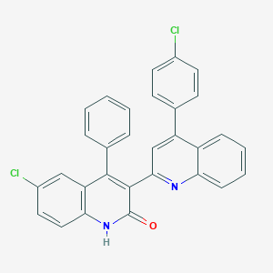 molecular formula C30H18Cl2N2O B406651 6'-Chloro-4-(4-chlorophenyl)-4'-phenyl-2,3'-biquinolin-2'-ol 