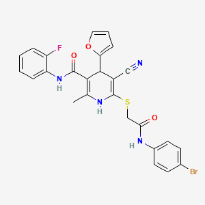 molecular formula C26H20BrFN4O3S B4066521 6-({2-[(4-溴苯基)氨基]-2-氧代乙基}硫代)-5-氰基-N-(2-氟苯基)-4-(2-呋喃基)-2-甲基-1,4-二氢-3-吡啶甲酰胺 