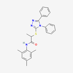 2-[(4,5-diphenyl-4H-1,2,4-triazol-3-yl)thio]-N-mesitylpropanamide