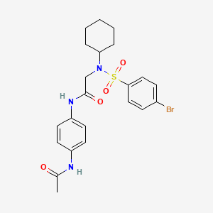 molecular formula C22H26BrN3O4S B4066549 N~1~-[4-(乙酰氨基)苯基]-N~2~-[(4-溴苯基)磺酰基]-N~2~-环己基甘氨酰胺 