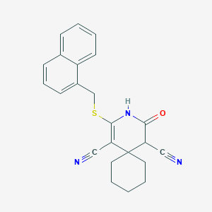 molecular formula C23H21N3OS B4066557 2-[(1-萘甲基)硫代]-4-氧代-3-氮杂螺[5.5]十一-1-烯-1,5-二腈 